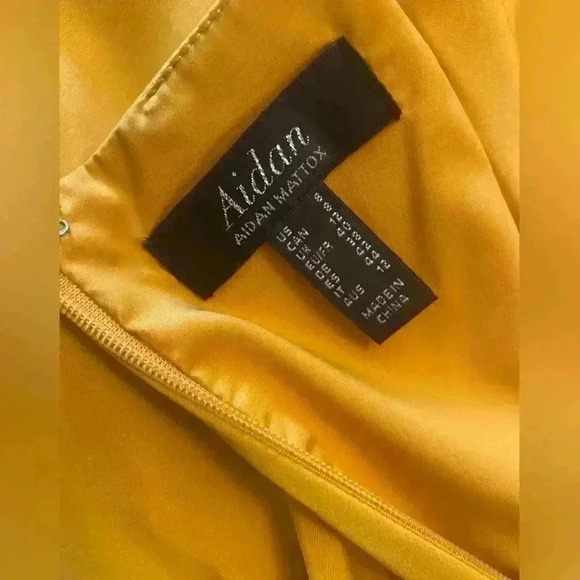 Aiden Halter Cowl High-Low Mustard Dress - Picture 9 of 9